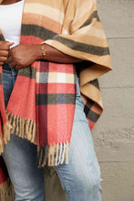 Load image into Gallery viewer, Plaid Shawl Poncho Cardigan