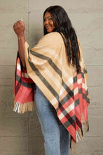 Load image into Gallery viewer, Plaid Shawl Poncho Cardigan