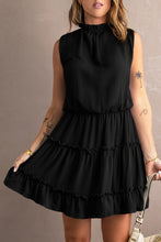 Load image into Gallery viewer, Tie Neck Frill Trim Sleeveless Mini Dress
