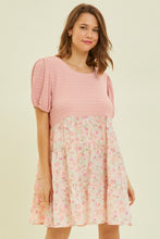 Load image into Gallery viewer, Round Neck Floral Ruffle Hem Mini Dress