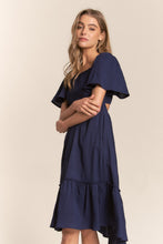 Load image into Gallery viewer, Smocked Bow Back Ruffle Hem Dress