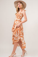 Load image into Gallery viewer, Tie Shoulder Smocked Midi Tiered Dress