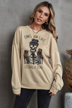 Load image into Gallery viewer, Halloween Skeleton Graphic Dropped Shoulder Sweatshirt