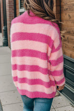 Load image into Gallery viewer, Striped Button Up Fuzzy Cardigan with Pockets