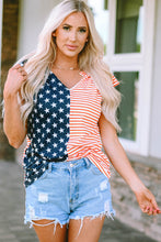Load image into Gallery viewer, Star and Stripe V-Neck Bow Detail Tank