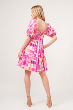 Load image into Gallery viewer, Color Block Puff Sleeve Dress