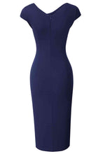 Load image into Gallery viewer, Asymmetrical Neck Short Sleeve Slit Dress