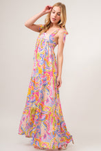 Load image into Gallery viewer, Printed Tie Shoulder Tiered Maxi Dress