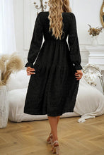 Load image into Gallery viewer, Round Neck Velvet Smocked Flounce Sleeve Dress