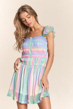 Load image into Gallery viewer, Rainbow Smocked Mini Mesh Dress