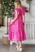 Load image into Gallery viewer, Printed V-Neck Ruffle Trim Tiered Midi Dress