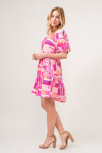 Load image into Gallery viewer, Color Block Puff Sleeve Dress
