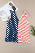 Load image into Gallery viewer, Star and Stripe V-Neck Bow Detail Tank