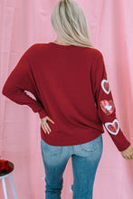 Load image into Gallery viewer, Heart Sequin Round Neck Long Sleeve T-Shirt