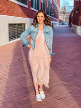 Load image into Gallery viewer, Horizontal Stripe Side Slit V-Neck Dress