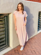 Load image into Gallery viewer, Horizontal Stripe Side Slit V-Neck Dress