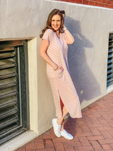 Load image into Gallery viewer, Horizontal Stripe Side Slit V-Neck Dress