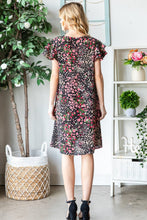 Load image into Gallery viewer, Printed Ruffled Short Sleeve Dress with Pockets
