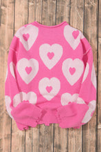 Load image into Gallery viewer, Pearl Detail Heart Round Neck Long Sleeve Sweater
