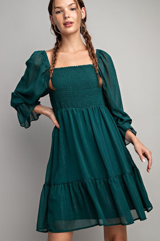 MIDNIGHT RAIN MINI DRESS IN GREEN