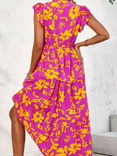 Load image into Gallery viewer, Ruffled Printed Cap Sleeve Midi Dress
