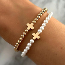 Load image into Gallery viewer, Pearl Cross Bracelet SET
