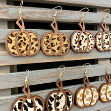 Load image into Gallery viewer, Animal Print Pumpkin Earrings
