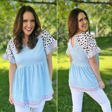 Load image into Gallery viewer, RTS: The Joelene V-neck Leopard Babydoll Top-
