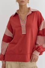 Load image into Gallery viewer, The Delinda Stripe and Color Blocking Pullover
