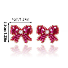 Load image into Gallery viewer, Beaded Holiday Bow Earrings
