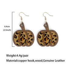 Load image into Gallery viewer, Animal Print Pumpkin Earrings
