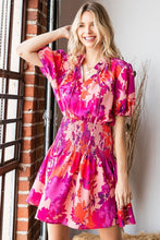 Load image into Gallery viewer, First Love Floral Short Sleeve Smocked Mini Dress
