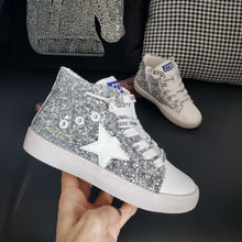 Load image into Gallery viewer, rts: High Top Star Sparkle and Leopard Tennis Shoe (high quality)*
