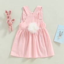 Load image into Gallery viewer, RTS: Linen Bunny Dress or Onesie Bunny Tail with Floral Removeable Ears-
