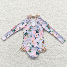 Load image into Gallery viewer, RTS: Girls Long Sleeve Floral swims-

