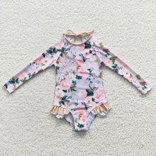 Load image into Gallery viewer, RTS: Girls Long Sleeve Floral swims-
