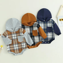 Load image into Gallery viewer, RTS: The Brady Hooded Plaid Onesie and Shirt-
