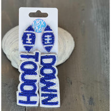 Load image into Gallery viewer, Football Touchdown Seed Beaded Dangle Earrings - OBX Prep

