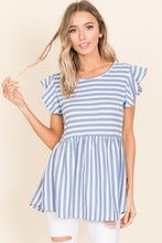 Load image into Gallery viewer, BOMBOM Striped Round Neck Blouse
