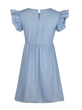 Load image into Gallery viewer, Full Size Ruffled Round Neck Cap Sleeve Denim Dress
