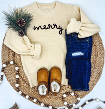 Load image into Gallery viewer, RTS: Rope Embroidered Merry Sweaters (adult and kid)
