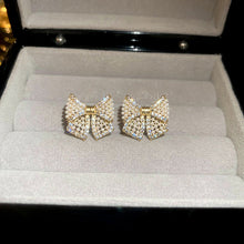 Load image into Gallery viewer, Pearl &amp; Sparkle Bow Studs

