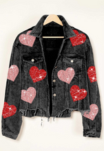 Load image into Gallery viewer, RTS: Sequin Heart Corduroy Shacket!
