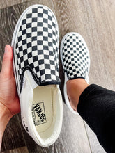 Load image into Gallery viewer, PREORDER: Black and White Checker Slip-ons 12.23.24
