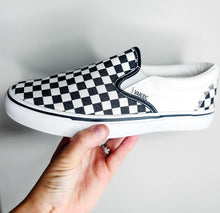 Load image into Gallery viewer, PREORDER: Black and White Checker Slip-ons 12.23.24
