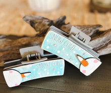 Load image into Gallery viewer, Snow Cold Snowman Winter Hair Claw Clip – Hand-Painted Wooden Design (4 Inches).
