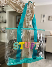 Load image into Gallery viewer, RTS: Clear Embroidered Chenille Letter Totes-
