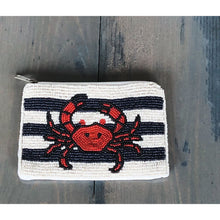 Load image into Gallery viewer, Preppy Striped Crab Seed Beaded Coin Purse - OBX Prep
