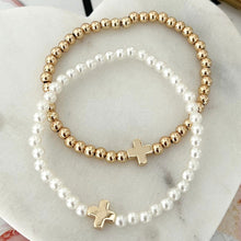 Load image into Gallery viewer, Pearl Cross Bracelet SET
