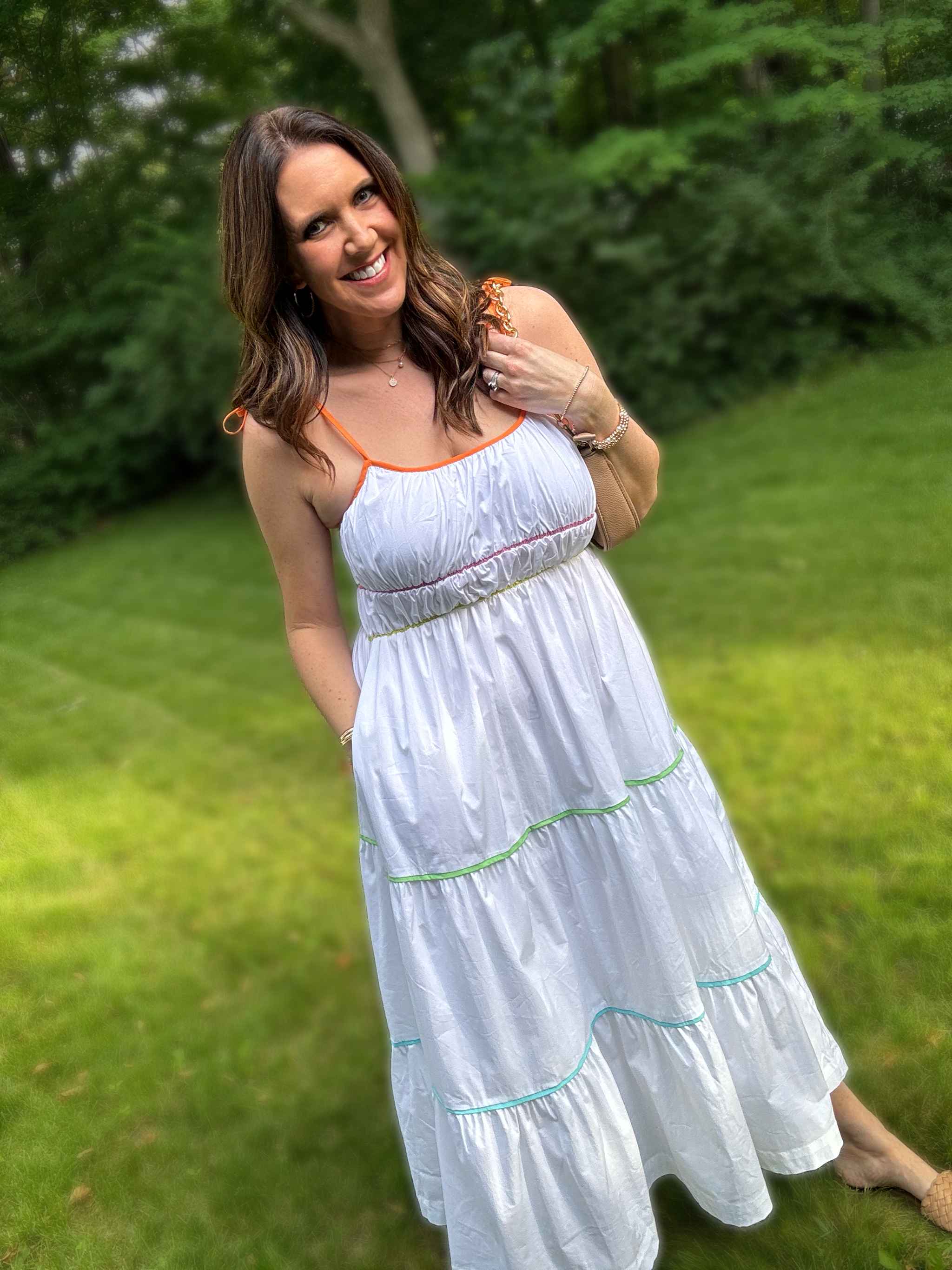wings of a feather maxi dress BIRDS – Rebecca's Dresses WHITE JERSEY Ladivine 15715 Glitter A-Line TEX 100% Eco Size:30